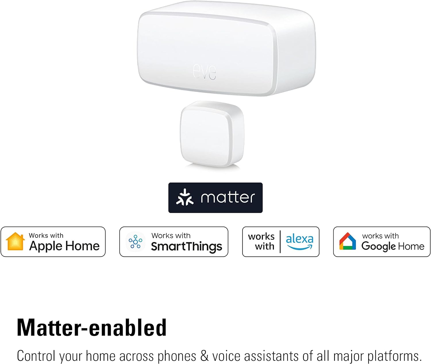 Eve Door  Window (Matter) - Apple HomeKit Smart Home Wireless Contact Sensor for Windows  Doors, Automatically Trigger Accessories  Scenes, App Notifications, Bluetooth, Thread - 3 Pack