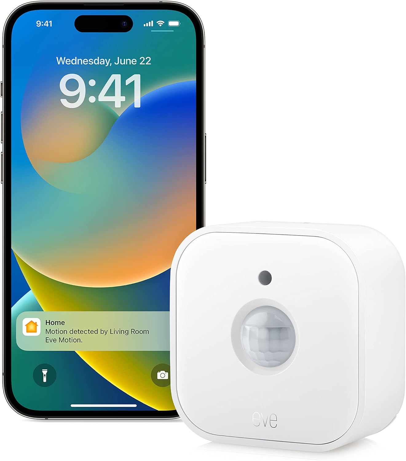 Eve Motion (Matter) – Smart Motion Sensor with Light Sensor, IPX3, Smart Control of Devices, Matter Thread, Works with Apple Home, Alexa, Google Home, SmartThings, Requires Thread Border Router