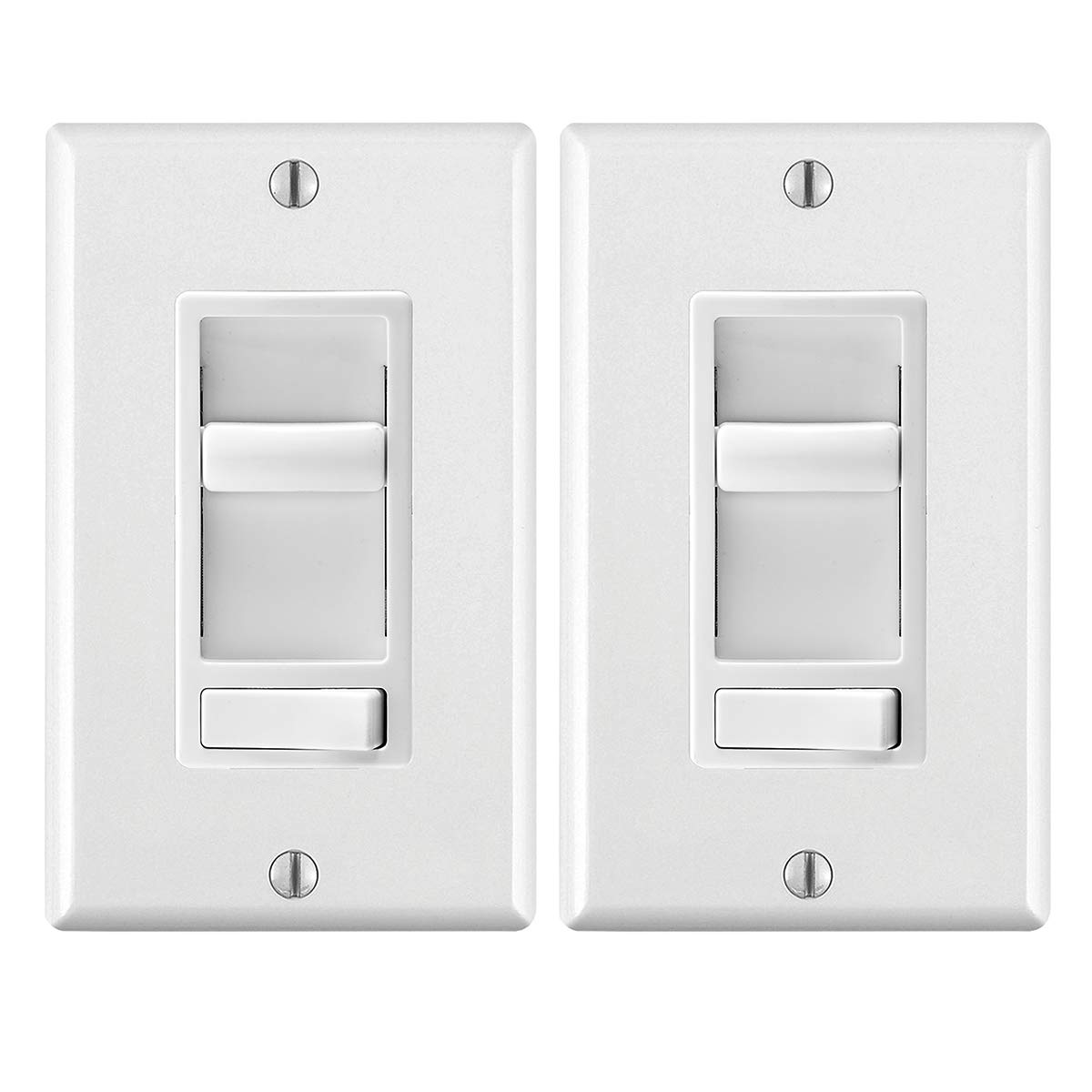 Leviton Decora SureSlide Universal LED Dimmer, 600W-120VAC Incandescent and 150W-120VAC Dimmable LED and CFL, 60Hz, Single Pole and 3-Way - White, 2 Count (Pack of 1)