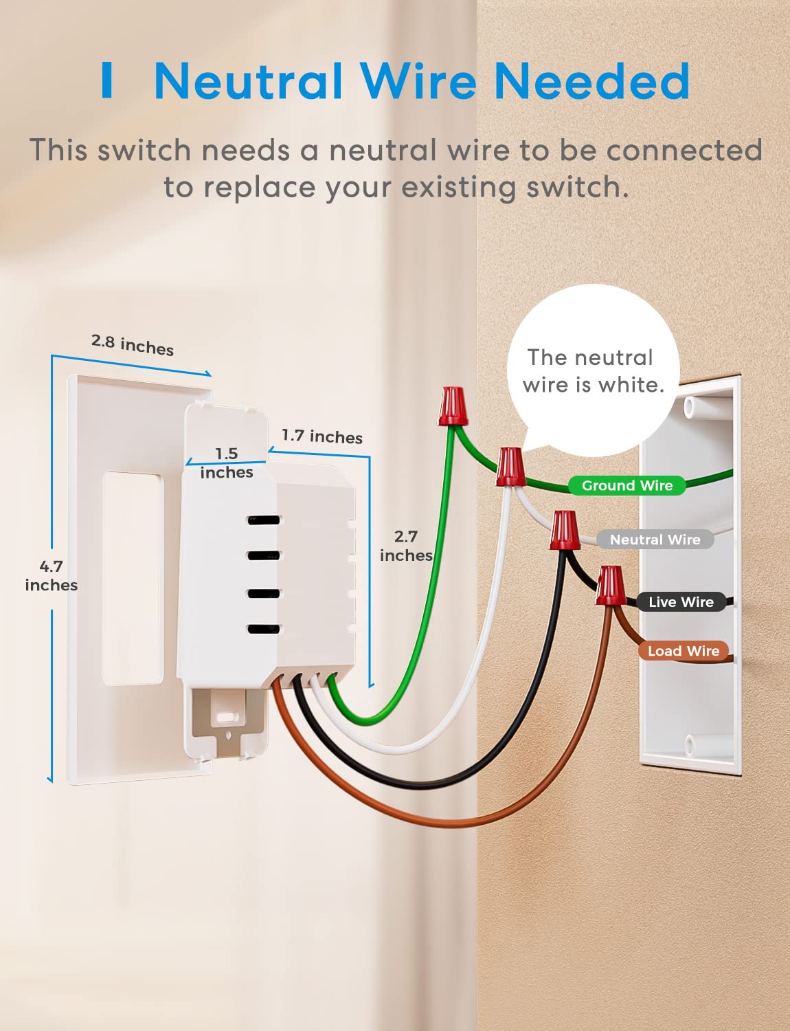 meross Smart Dimmer Light Switch Single Pole 2 Pack, Compatible with Apple HomeKit, Alexa, Hey Google and SmartThings, Neutral Wire and 2.4GHz Wi-Fi Required