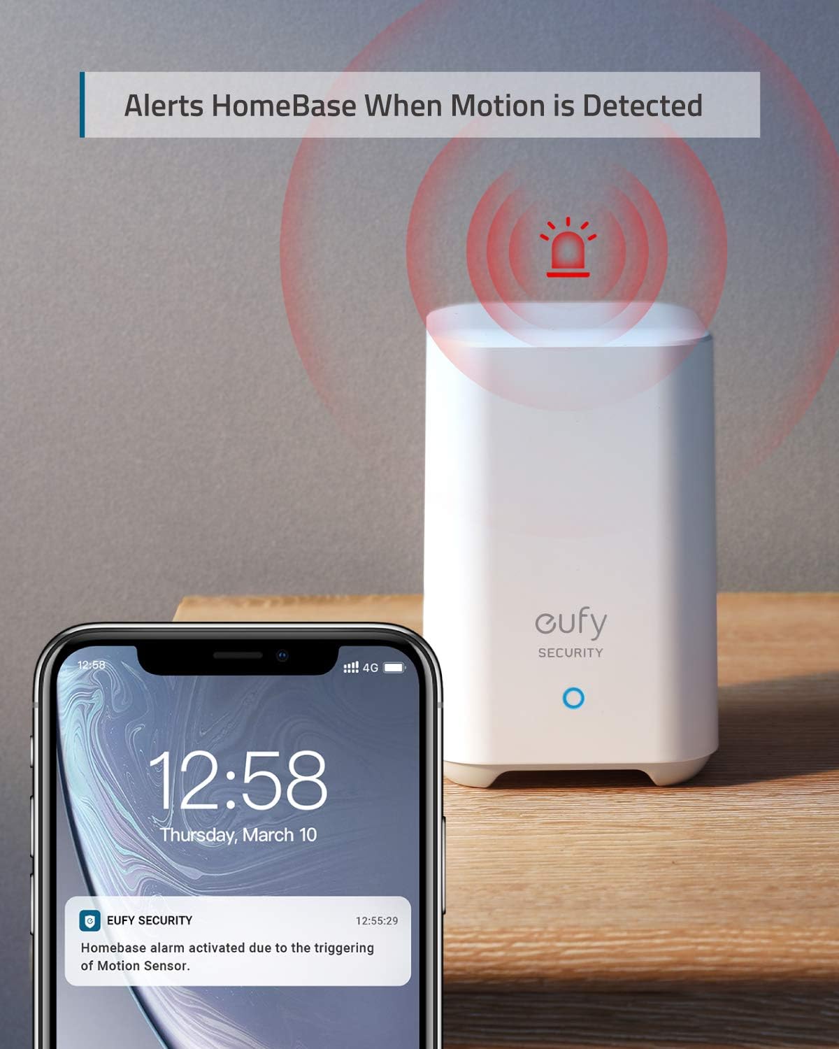 Motion Sensor, eufy Security Home Alarm System Motion Sensor, 100° Coverage, 30 ft Detection Range, 2-Year Battery Life, Adjustable Sensitivity (HomeBase Required)