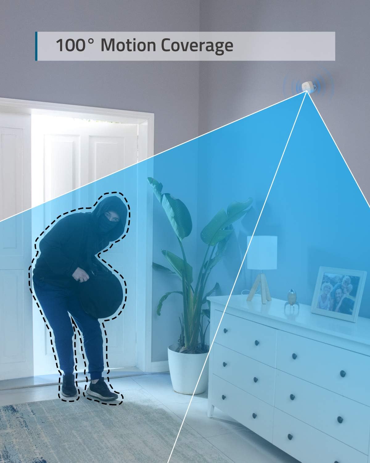 Motion Sensor, eufy Security Home Alarm System Motion Sensor, 100° Coverage, 30 ft Detection Range, 2-Year Battery Life, Adjustable Sensitivity (HomeBase Required)
