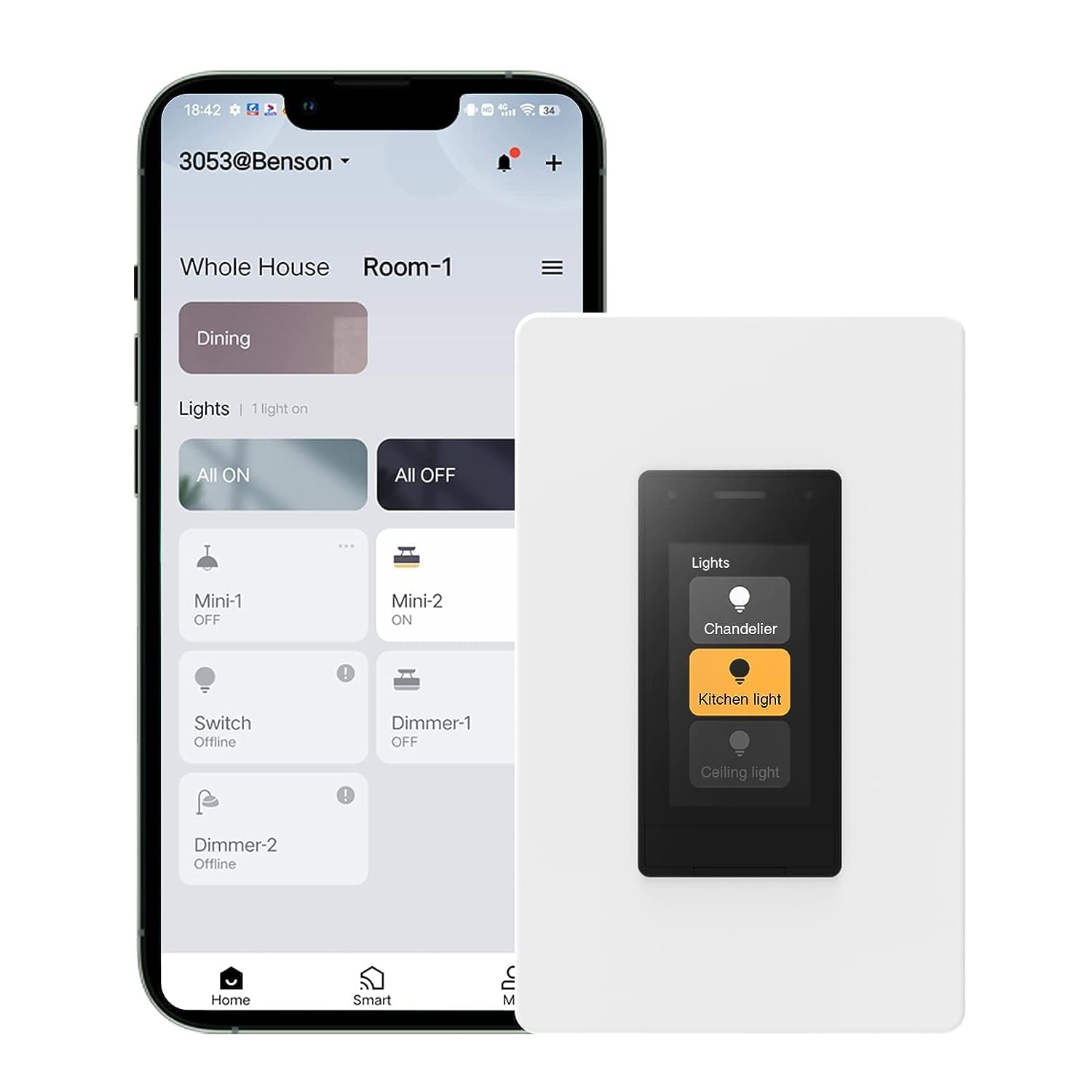 ORVIBO Matter Smart Touchscreen Dimmer Switch, 2.4GHz Smart Light Switch with Home Talk, Works with Amazon Alexa and Google Home, Single Pole and Neutral Wire Required (Dimmer)