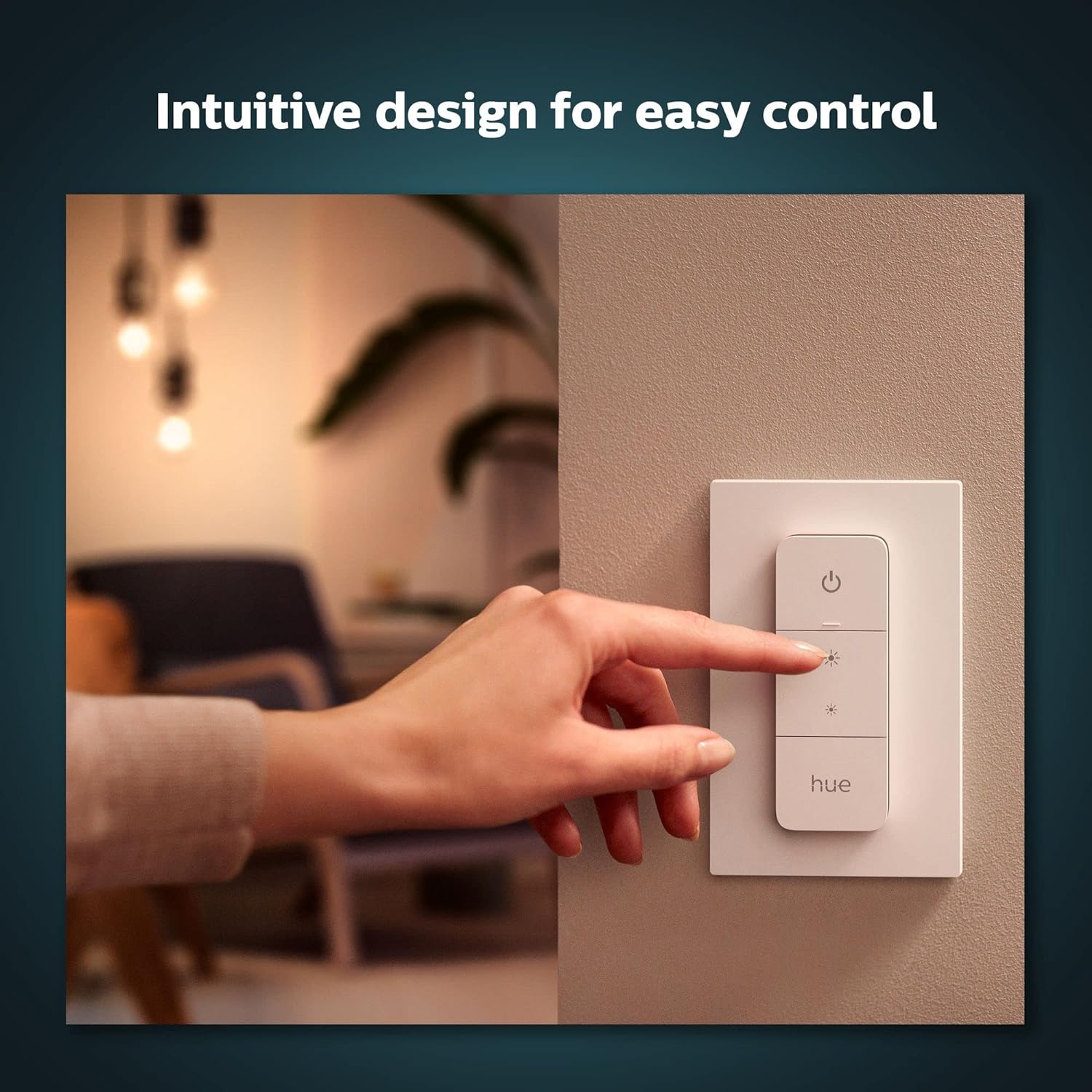 Philips Hue Dimmer Switch for Smart Lights (Requires Hue Hub) Installation-Free, Smart Home, Smart Lighting, Exclusively for Philips Hue Smart Bulbs, White