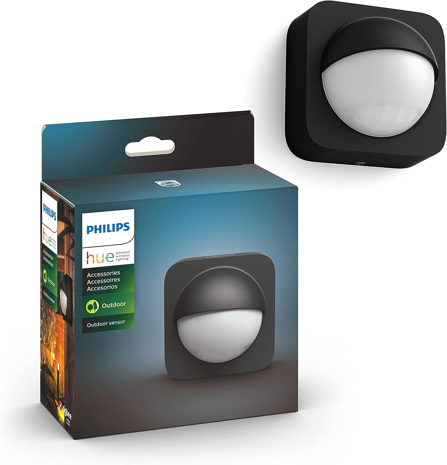 Philips Hue Outdoor Motion Sensor for Smart Lights (Requires Hue Hub) Installation-Free, Smart Home, Smart Lighting, Exclusively for Philips Hue Smart Bulbs, Black (570985)