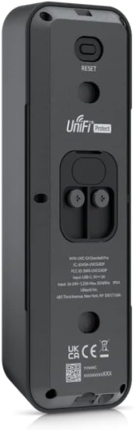 Ubiquiti Networks UVC G4 Dual-Camera Doorbell Pro, WiFi Connected, Integrated Porch Light, Two-Way Audio, Night Mode, IPX4 Weather Resistant, Black, UVC-G4-DOORBELL-PRO-US