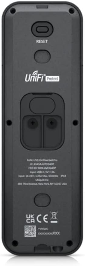 Ubiquiti Networks UVC G4 Dual-Camera Doorbell Pro, WiFi Connected, Integrated Porch Light, Two-Way Audio, Night Mode, IPX4 Weather Resistant, Black, UVC-G4-DOORBELL-PRO-US