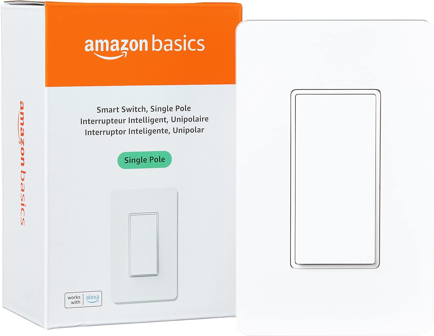 Amazon Basics Single Pole Smart Dimmer Switch, Works with Alexa, Neutral Wire Required - A Certified for Humans Device
