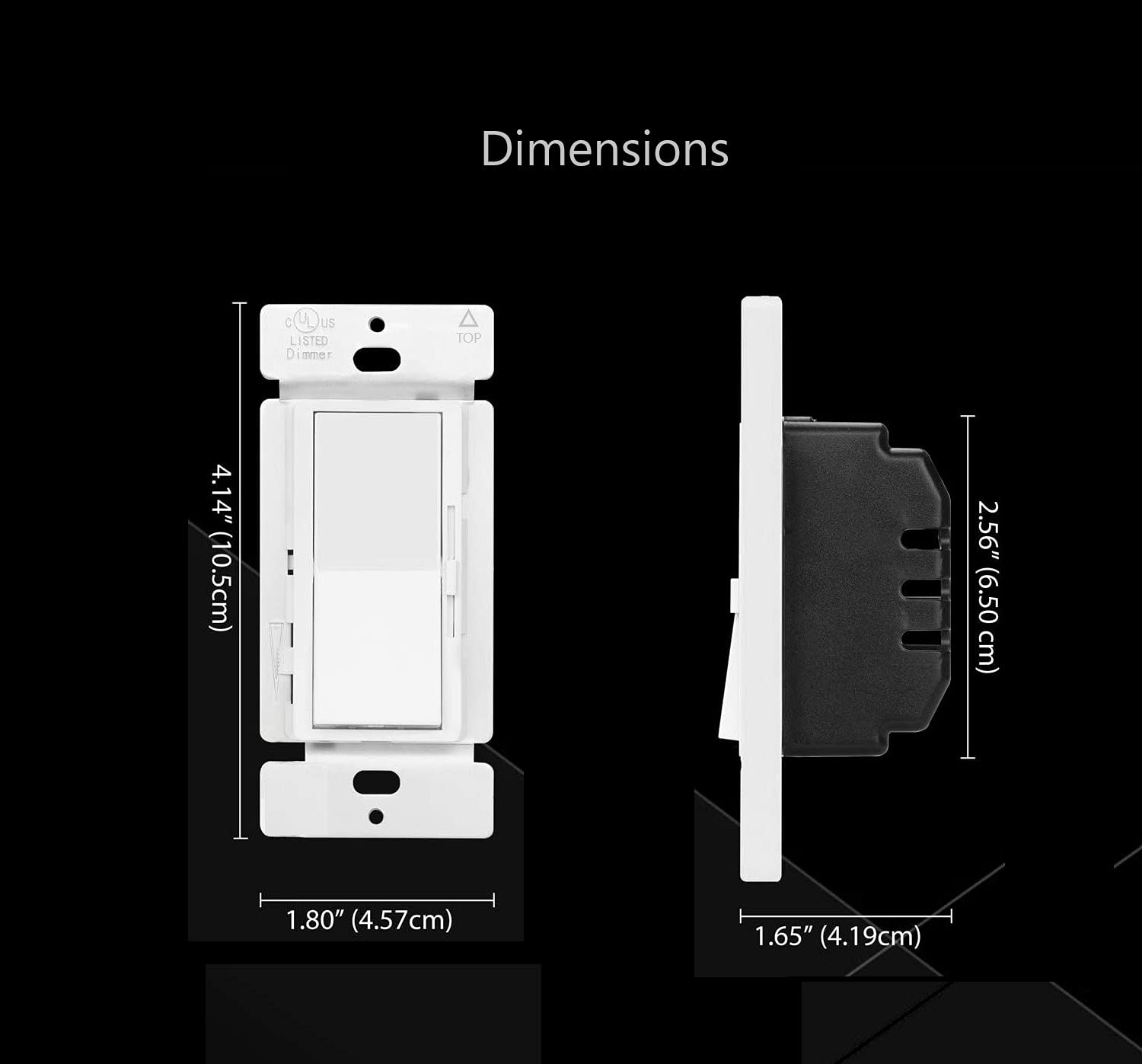 Dimmer Light Switch, Single-Pole or 3-Way. 3 Years Warranty, White