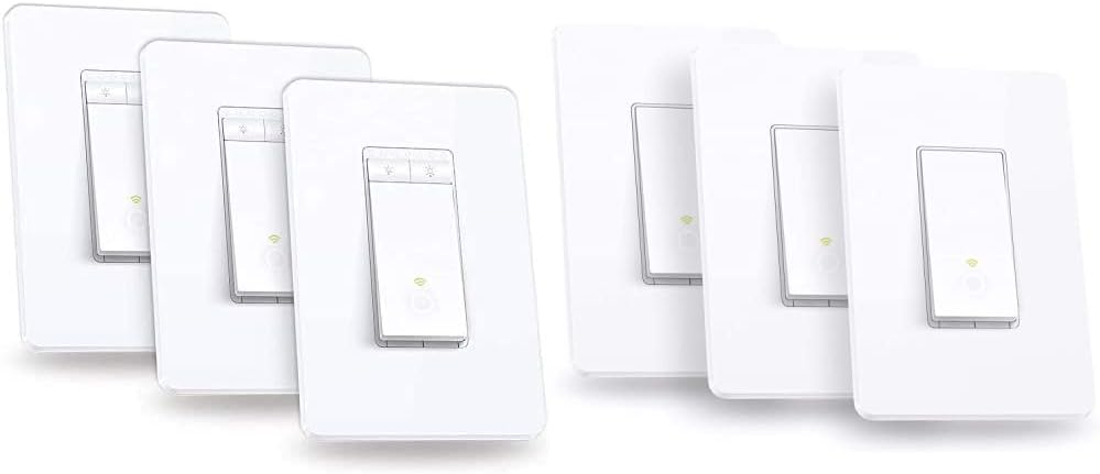 Kasa Smart Single Pole Dimmer Switch by TP-Link (HS220P3)- Neutral Wire and 2.4GHz Wi-Fi Connection Required, 3-Pack  Single Pole Light Switch by TP-Link (HS200P3)