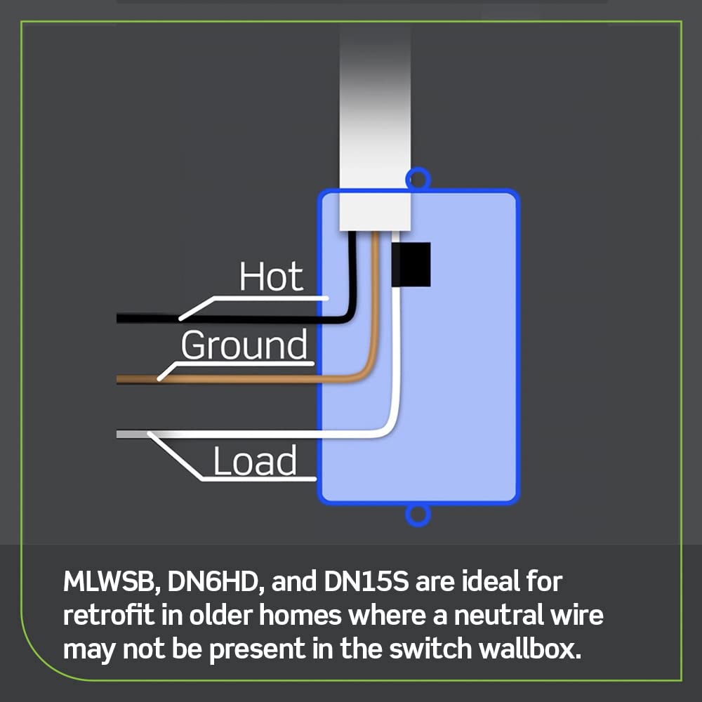 Leviton DN6HD-2RW Decora Smart No-Neutral 600W Dimmer, Requires MLWSB Wi-Fi Bridge to Work with My Leviton, Alexa, Hey Google, HomeKit/Siri
