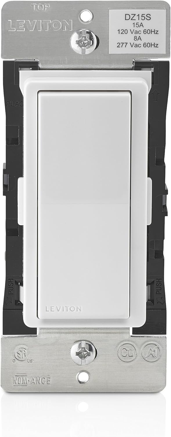 Leviton DZ6HD-1BZ Decora Smart 600W Dimmer with Z-Wave Technology, White/Light Almond, Repeater/Range Extender