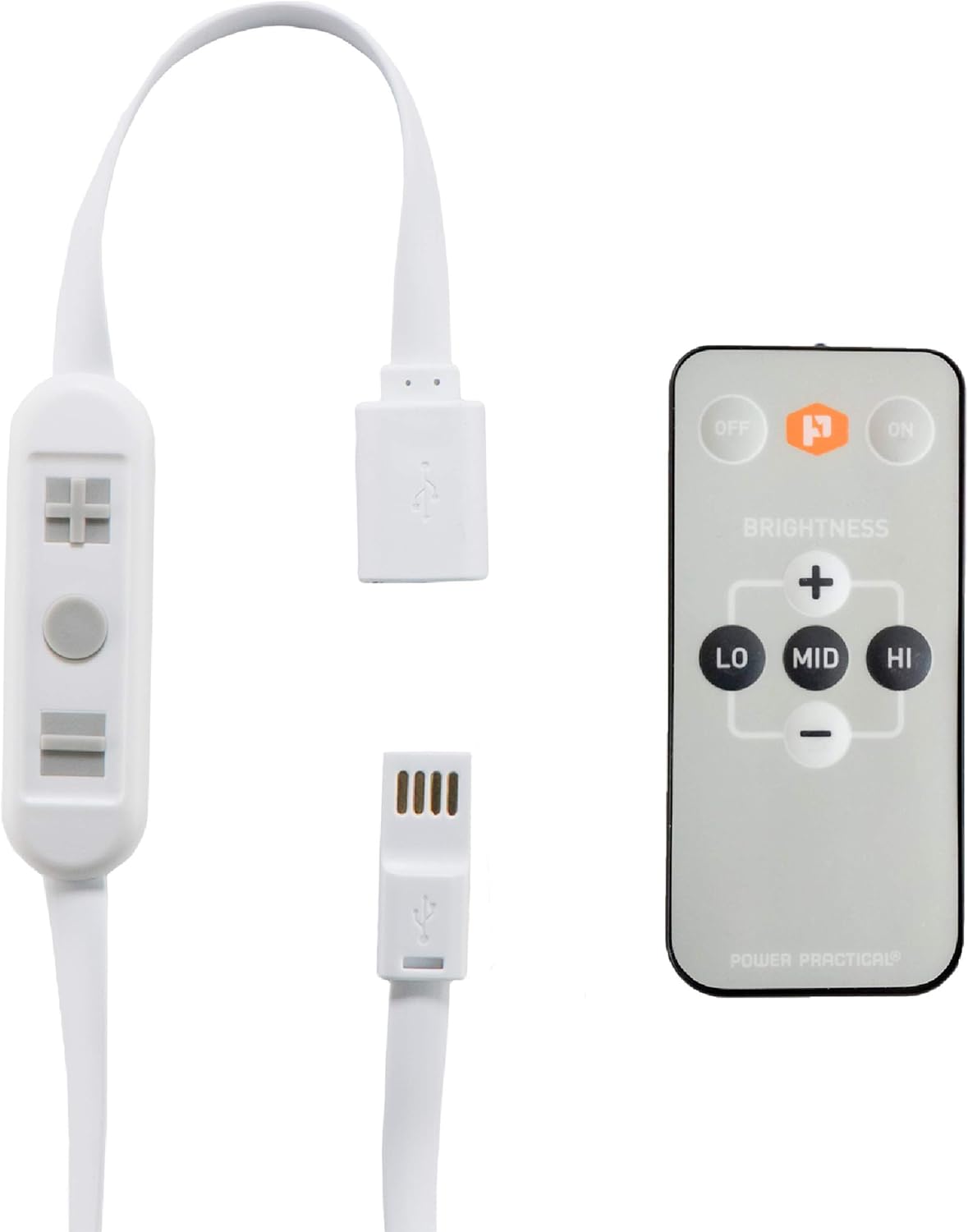 Luminoodle USB Switch and Dimmer - Female to Male On Off Switch with Wireless Remote - Power Switch for DIY, TV Bias Lighting, LED String Lights, Fair
