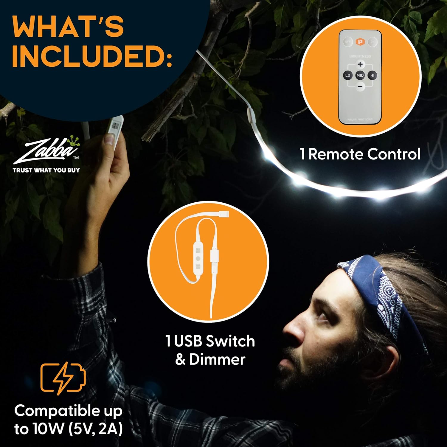 Luminoodle USB Switch and Dimmer - Female to Male On Off Switch with Wireless Remote - Power Switch for DIY, TV Bias Lighting, LED String Lights, Fair