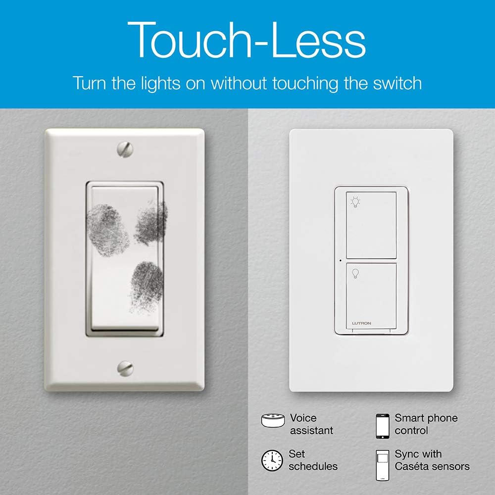 Lutron Caseta Smart Switch Starter Kit | Compatible with Alexa, Apple HomeKit, and The Google Assistant | P-BDG-PKG1WS-C | White