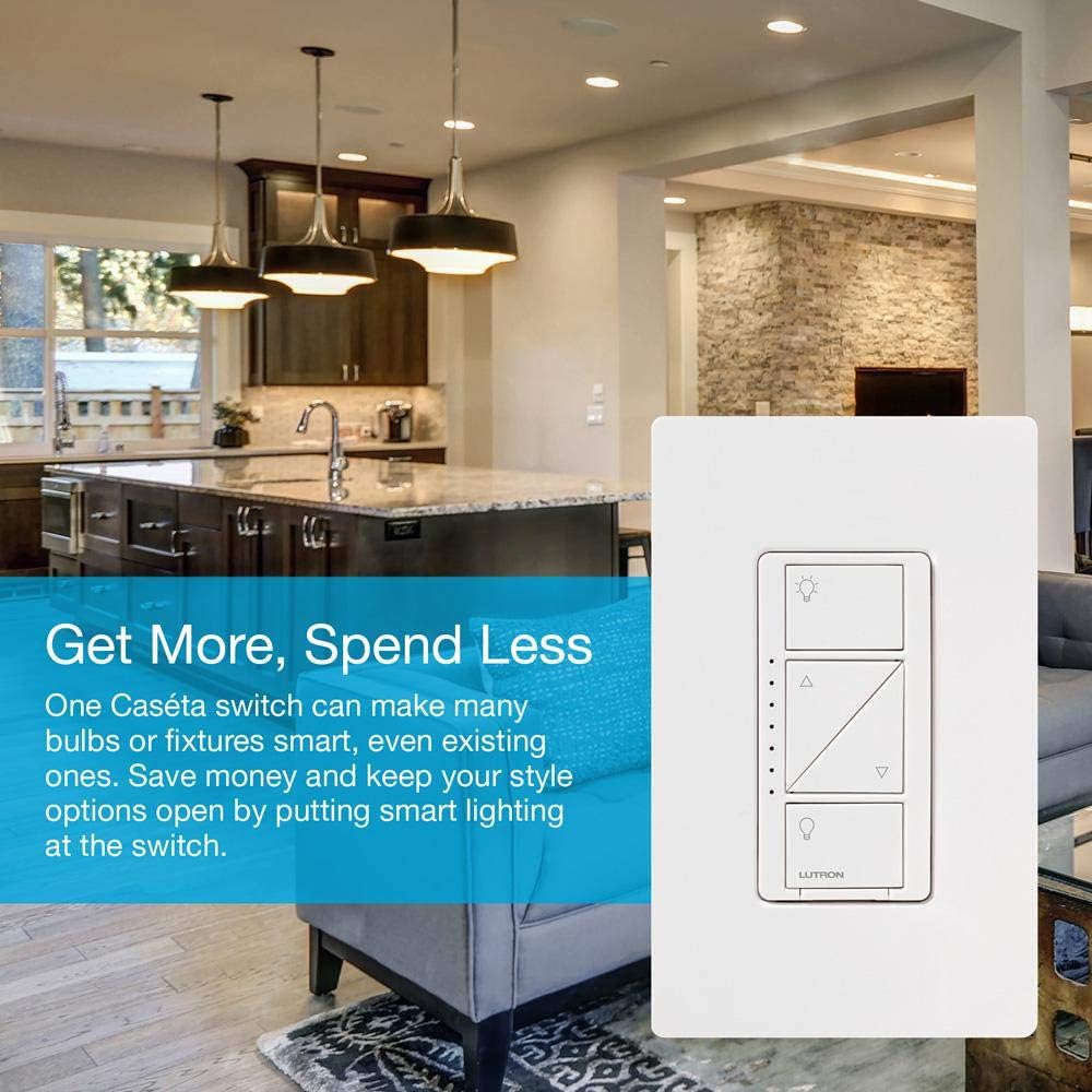 Lutron Caséta Wireless Smart Lighting Dimmer Switch for Wall and Ceiling Lights | PD-6WCL-WH-C | White