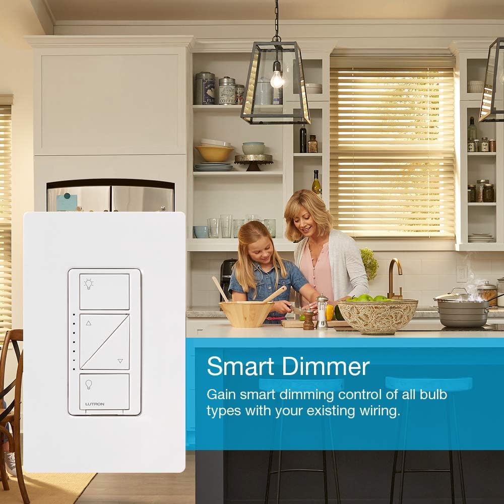 Lutron Caséta Wireless Smart Lighting Dimmer Switch for Wall and Ceiling Lights | PD-6WCL-WH-C | White