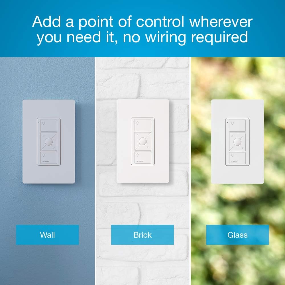Lutron Pico Remote for Caseta Wireless Smart Dimmer and Plug-in Lamp Dimmer with Favorite Setting, PJ2-3BRL-GWH-L01, White