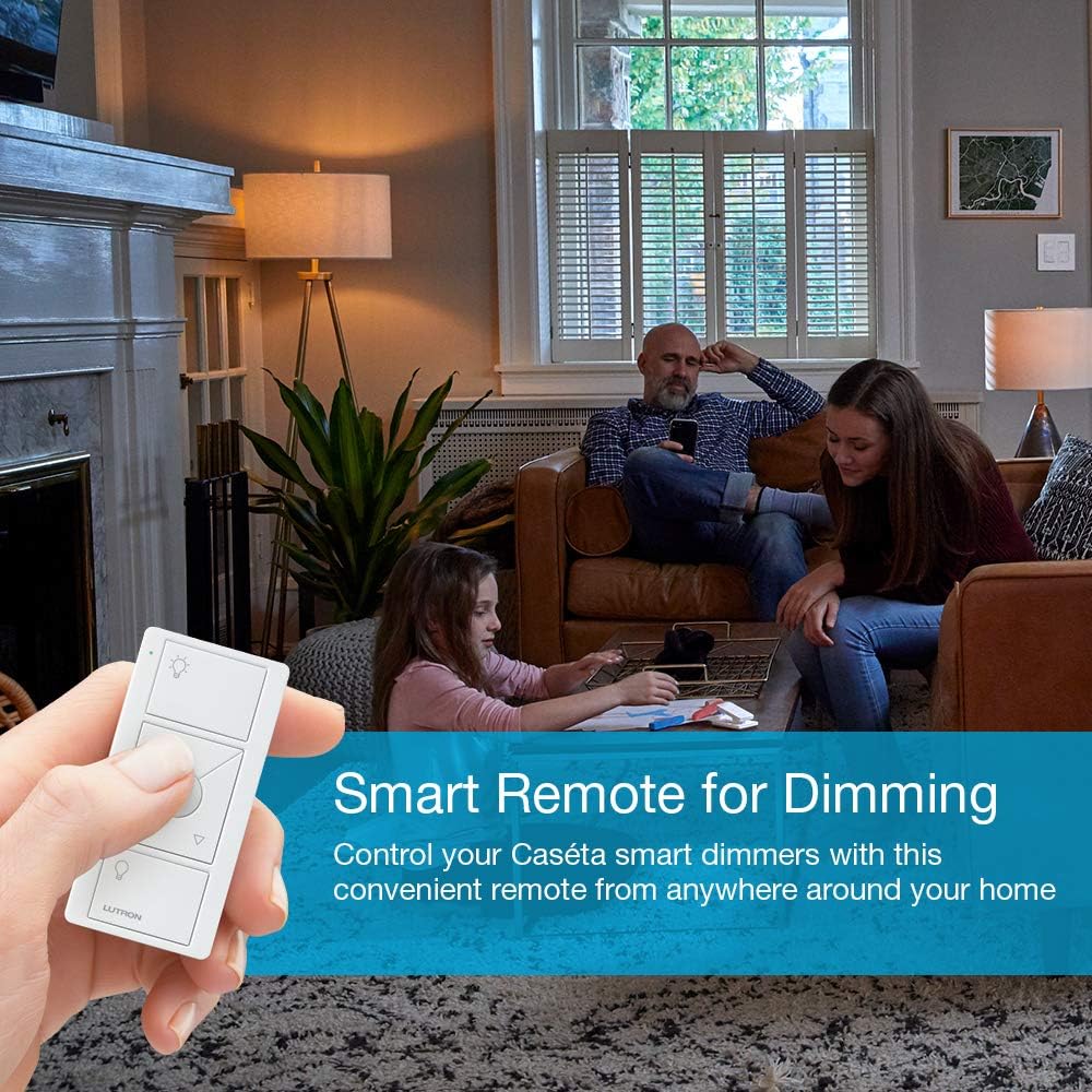 Lutron Pico Remote for Caseta Wireless Smart Dimmer and Plug-in Lamp Dimmer with Favorite Setting, PJ2-3BRL-GWH-L01, White