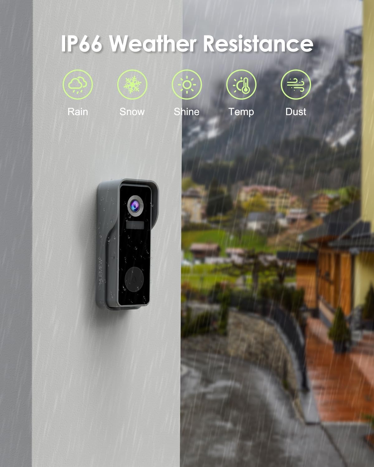 MUBVIEW Wireless Doorbell Camera with Chime, WiFi Video Doorbell Camera with Voice Chager, Motion Detector, Anti-Theft Device, 2K HD, Night Vision, 2-Way Audio, Storage (Optional)