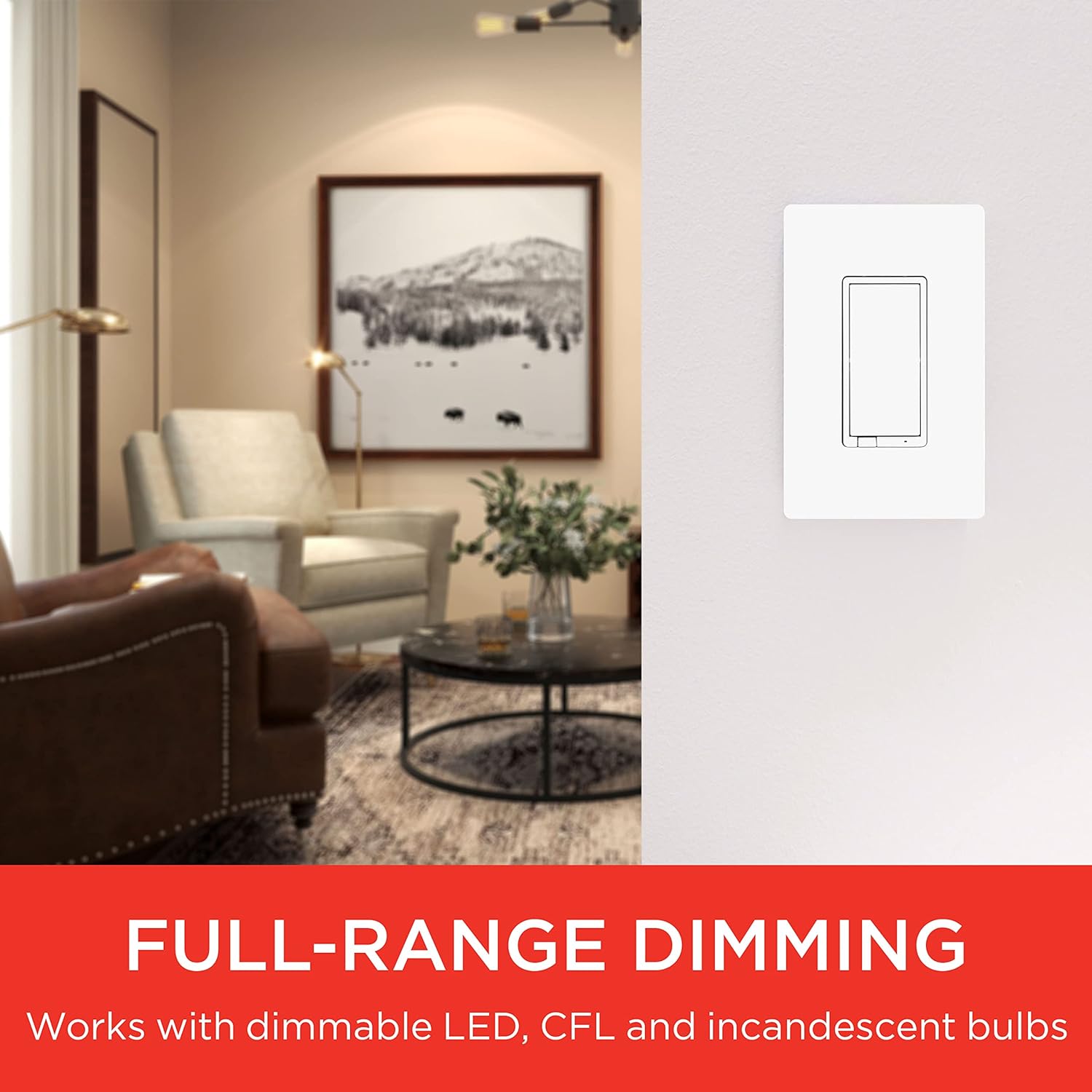 UltraPro Smart Switch, 2.4GHz Wi-Fi Smart Dimmer Switch, QuickFit  SimpleWire, 3 Way Switch, Works with Alexa, Google Assistant, No Hub Needed, UL Certified, Needs Neutral Wire, White, 4 Pack, 51414