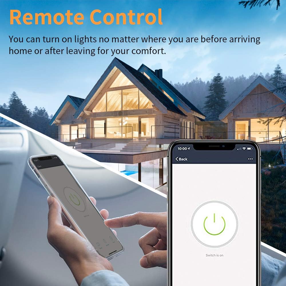 Alexa Light Switch, Double Smart WiFi Light Switches, Smart Switch 2 Gang Compatible with Alexa and Google Home, Neutral Wire Needed, with Remote Control, Timing Schedule, No hub Required 2 Gang