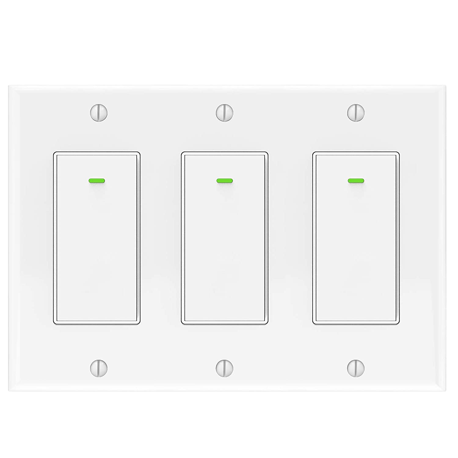 Alexa Light Switch, Smart WiFi Light Switches, 3 Gang Switch Compatible with Alexa and Google Home, Neutral Wire Needed, No hub Required