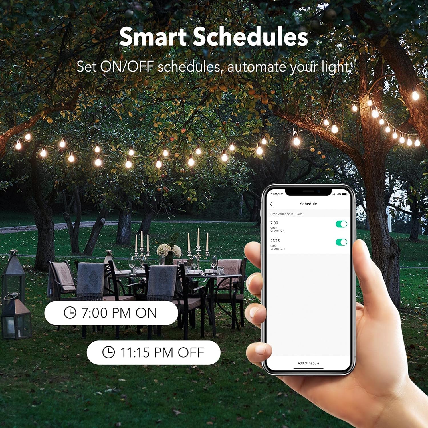 BN-LINK Smart Dimmer Plug, WiFi Outdoor Dimmer for String Lights, LED, Filament, Halogen lamp, APP Remote Control and Google Assistant, Alexa Outdoor Smart Plug, Waterproof