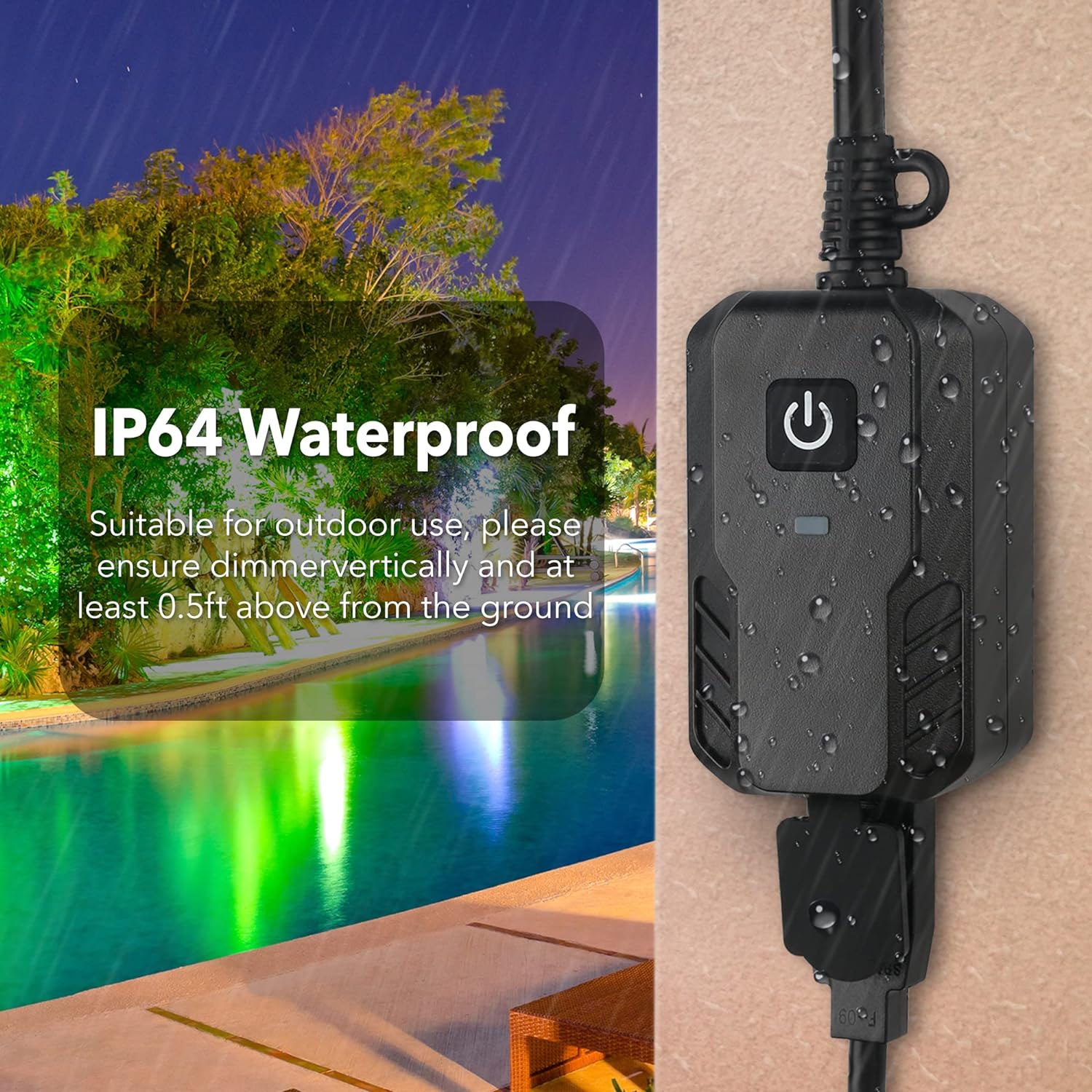 BN-LINK Smart Dimmer Plug, WiFi Outdoor Dimmer for String Lights, LED, Filament, Halogen lamp, APP Remote Control and Google Assistant, Alexa Outdoor Smart Plug, Waterproof
