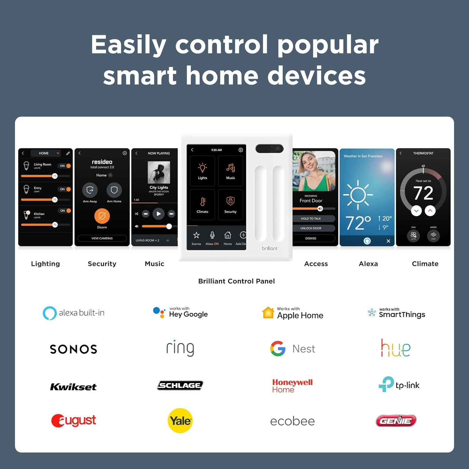 Brilliant Smart Home Control (3-Switch Panel) — Alexa Built-In  Compatible with Ring, Sonos, Hue, Google Nest, Wemo, SmartThings, Apple HomeKit — In-Wall Touchscreen Control for Lights, Music,  More