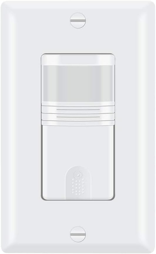ECOELER 3Way Motion Sensor Light Switch, PIR in Wall Sensor Switch, Occupancy Sensor Switch for CFL/LED/Incandescent Bulb, Neutral Wire Required, UL Listed