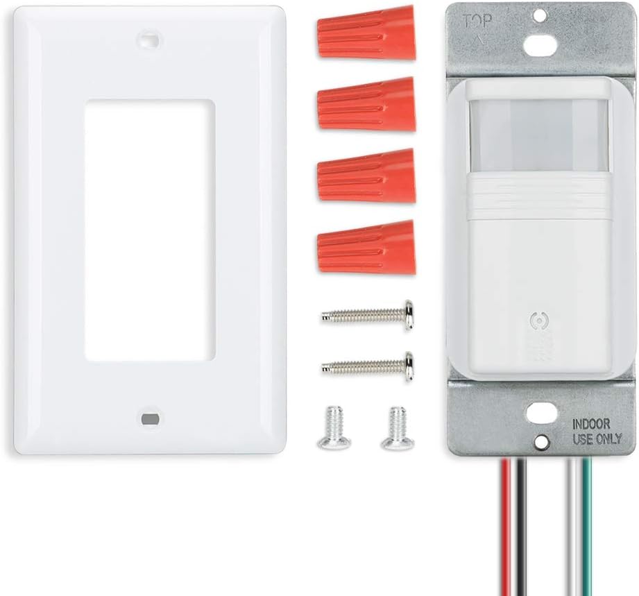 ECOELER Motion Sensor Light Switch, Occupancy  Vacancy Model Motion Activated Wall Switch, Neutral Wire Required, Single Pole for Indoor, Wall Plate Included, UL Listed FCC Approval