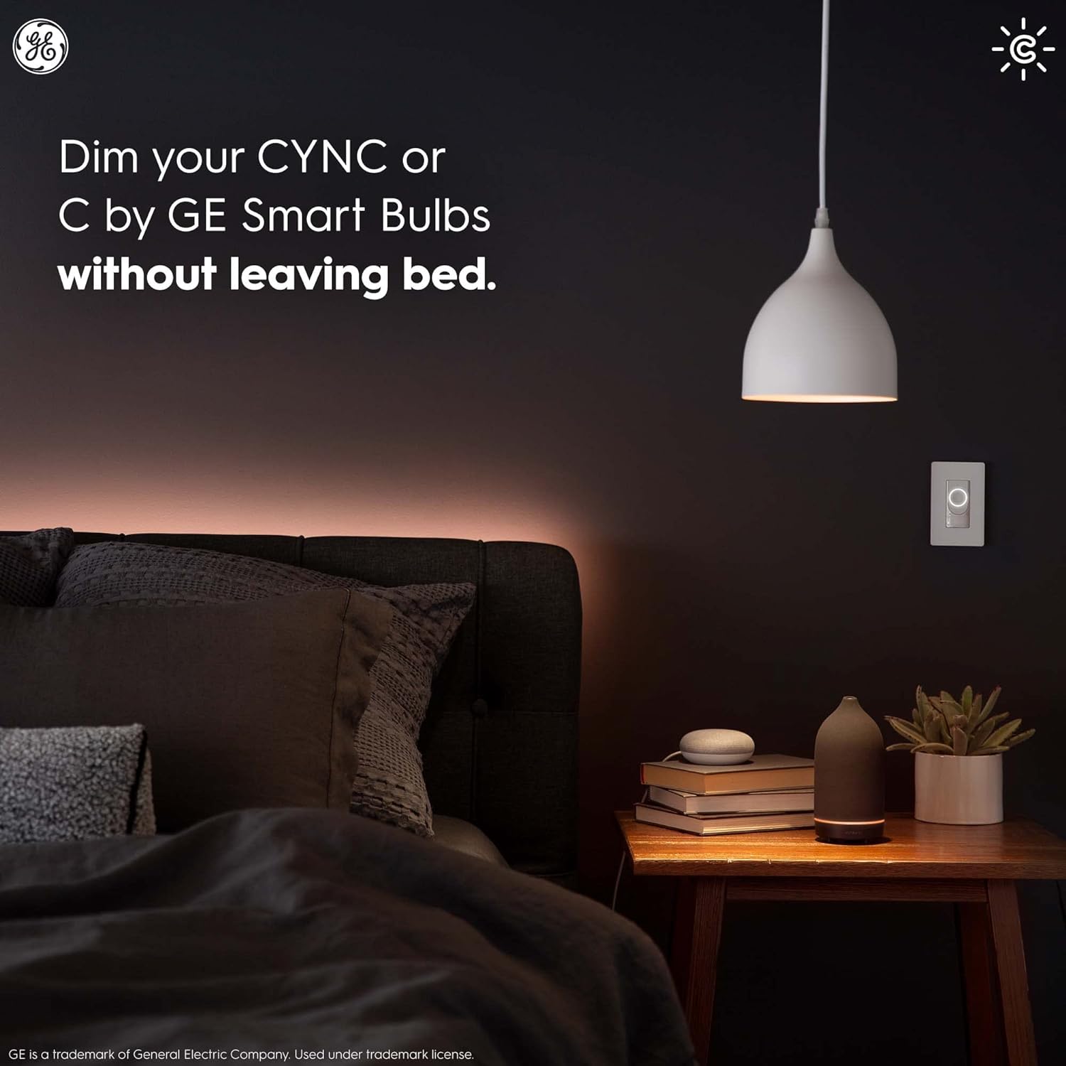 GE CYNC Smart Dimmer Light Switch, Wire-Free, Battery-Powered, Bluetooth and Wi-Fi Enabled