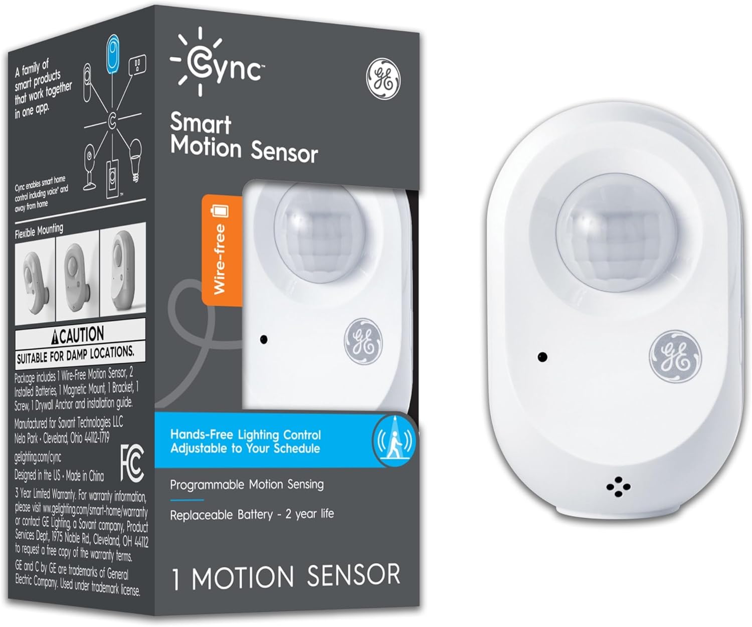 GE CYNC Smart Dimmer Light Switch, Wire-Free, Battery-Powered, Bluetooth and Wi-Fi Enabled
