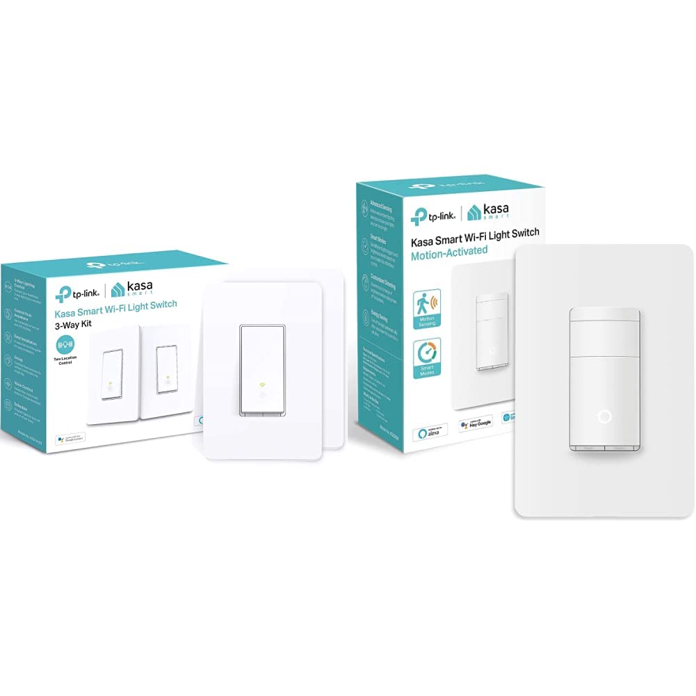 Kasa Smart 3-Way Light Switch Kit by TP-Link (HS210 KIT) - 2-Pack  Motion Sensor Switch, Single Pole, Needs Neutral Wire, 2.4GHz Wi-Fi Light Switch, No Hub Required(KS200M),White,1-Pack