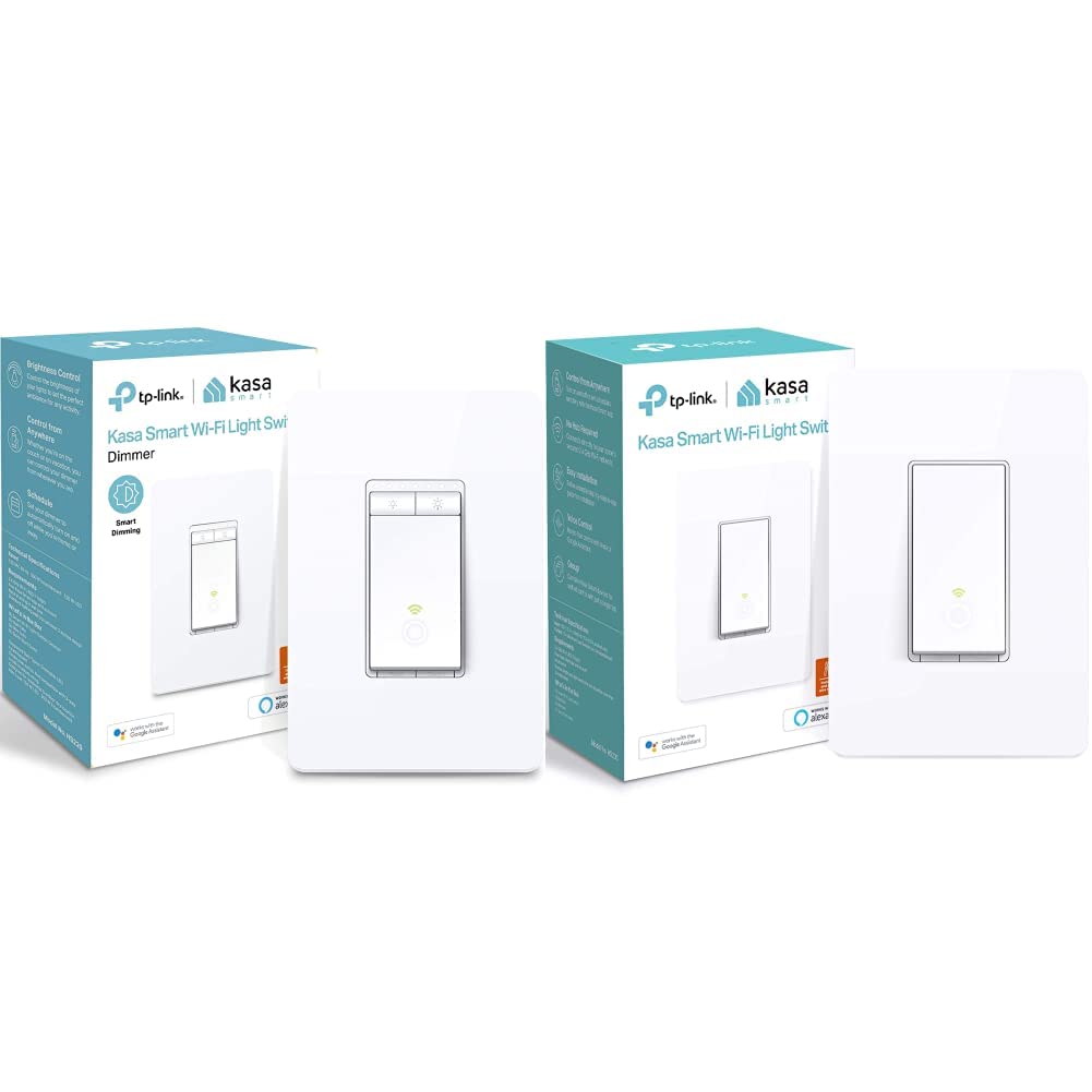 Kasa Smart Dimmer Switch by TP-Link (HS220) - Single Pole, 1-Pack  Light Switch HS200, Single Pole, Needs Neutral Wire, 2.4GHz Wi-Fi Light Switch Works with Alexa and Google Home, White