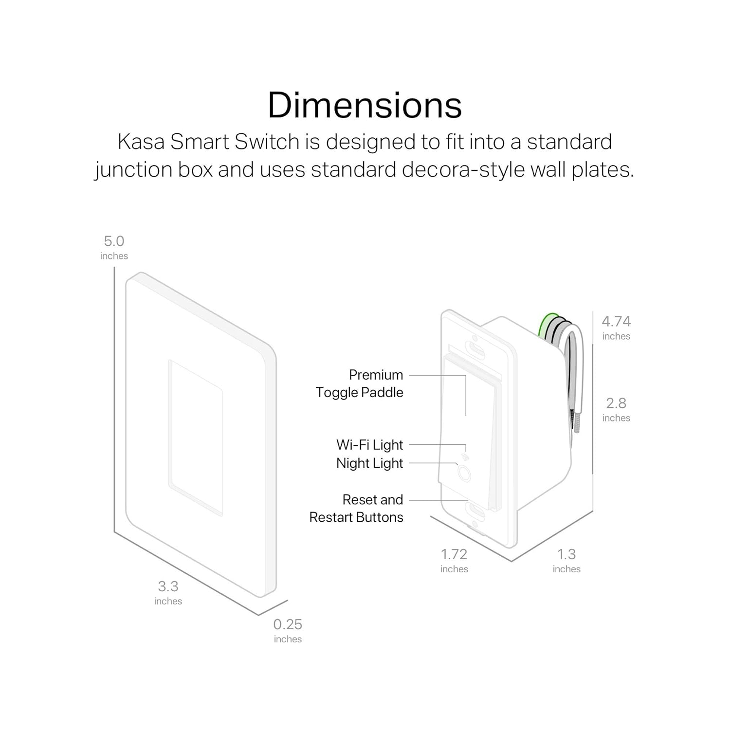 Kasa Smart Dimmer Switch by TP-Link (HS220) - Single Pole, 1-Pack  Light Switch HS200, Single Pole, Needs Neutral Wire, 2.4GHz Wi-Fi Light Switch Works with Alexa and Google Home, White