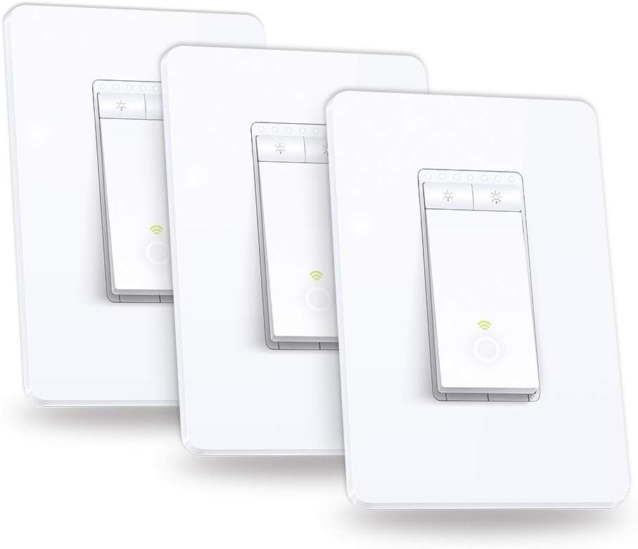 Kasa Smart Single Pole Dimmer Switch by TP-Link (HS220P3)- Neutral Wire and 2.4GHz Wi-Fi Connection Required  3-Way Light Switch Kit by TP-Link (HS210 KIT) - Neutral Wire