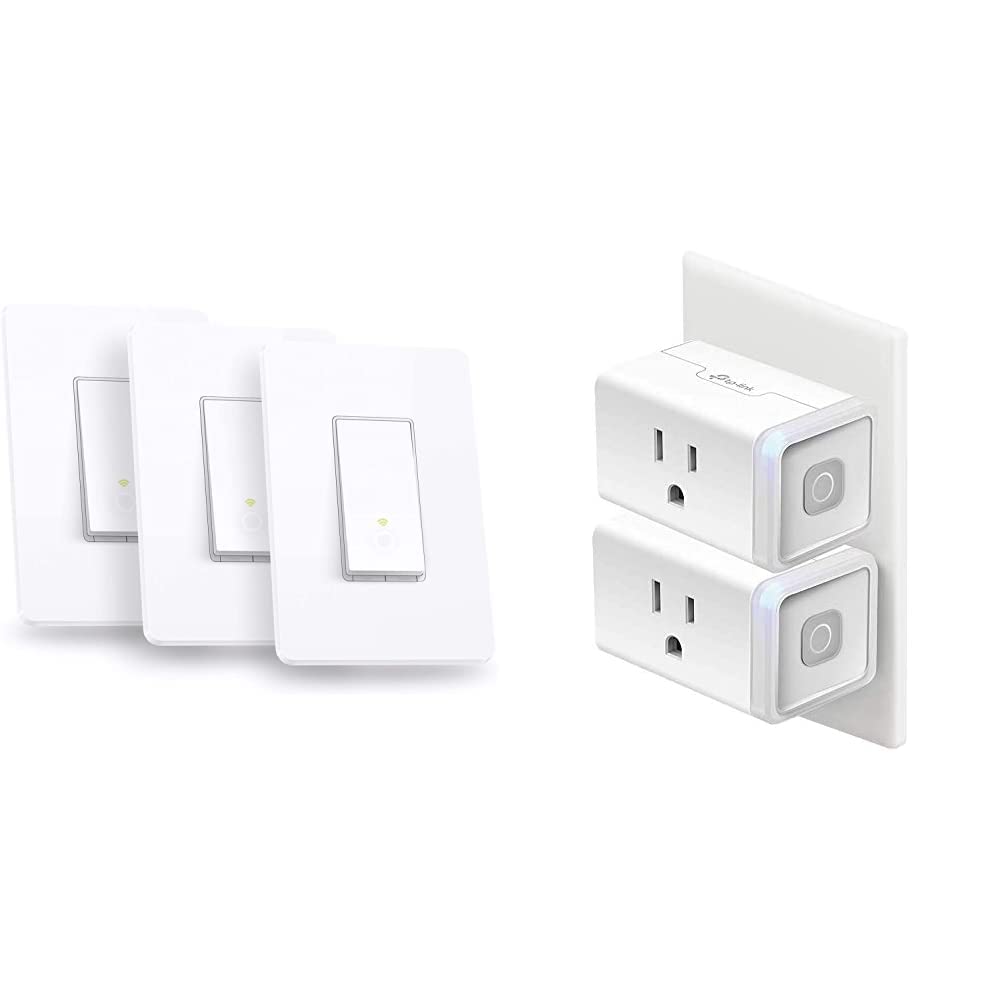Kasa Smart Single Pole Dimmer Switch by TP-Link (HS220P3)- Neutral Wire and 2.4GHz Wi-Fi Connection Required, Dimmer Light Switch for LED Lights, 3-Pack  Motion Sensor Switch,Single Pole,White,1-Pack