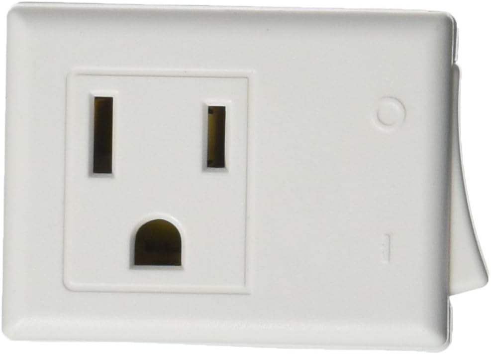 Leviton 01470-744-00W 3-Wire Grounded Switch Tap with on/Off Button - White, 1-Pack