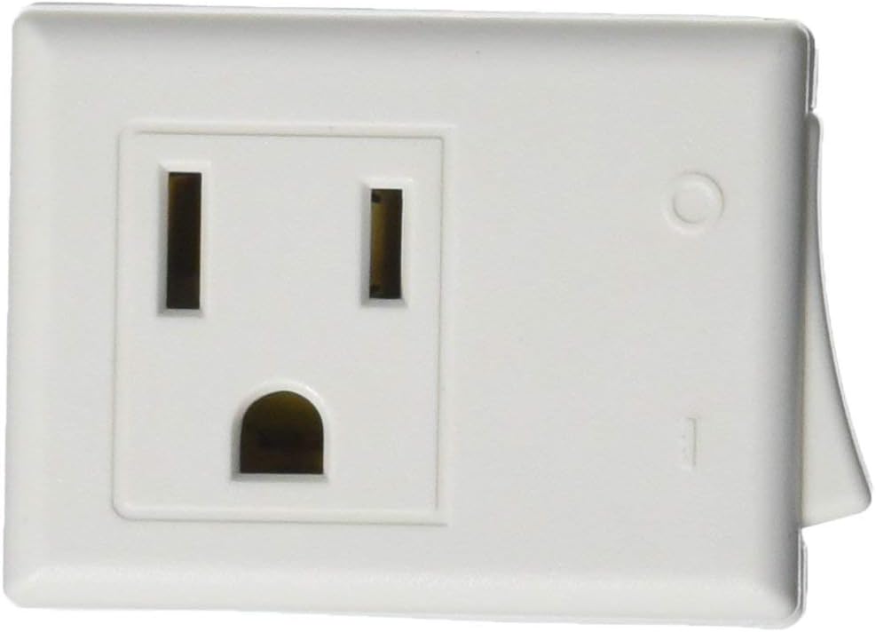 Leviton 01470-744-00W 3-Wire Grounded Switch Tap with on/Off Button - White, 1-Pack