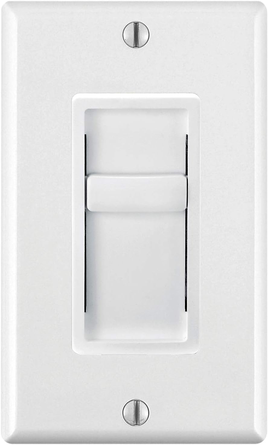 Leviton 06674-3PK SureSlide Universal Slide Dimmer with Preset in White, 3-Pack  2 Pack Decora SureSlide Universal LED Dimmer, 60Hz,- White