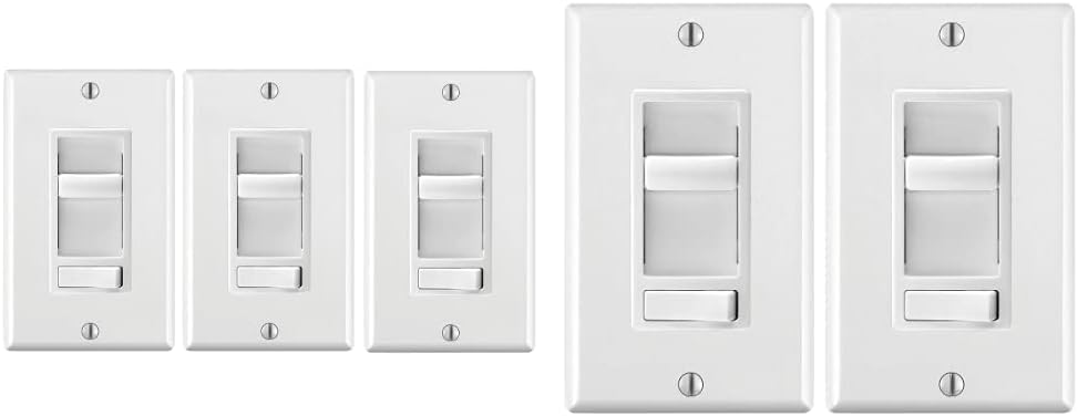 Leviton 06674-3PK SureSlide Universal Slide Dimmer with Preset in White, 3-Pack  2 Pack Decora SureSlide Universal LED Dimmer, 60Hz,- White