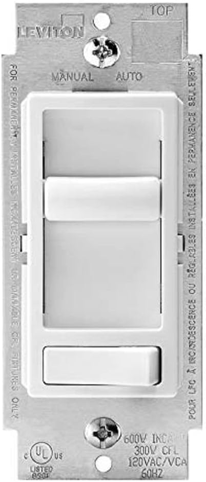Leviton 066EV-742-P0W Decora Dimmer Decora Sureslide ELV Dimmer, 300W-120VAC Electronic Low Voltage, 60Hz, Single Pole and 3-Way - White