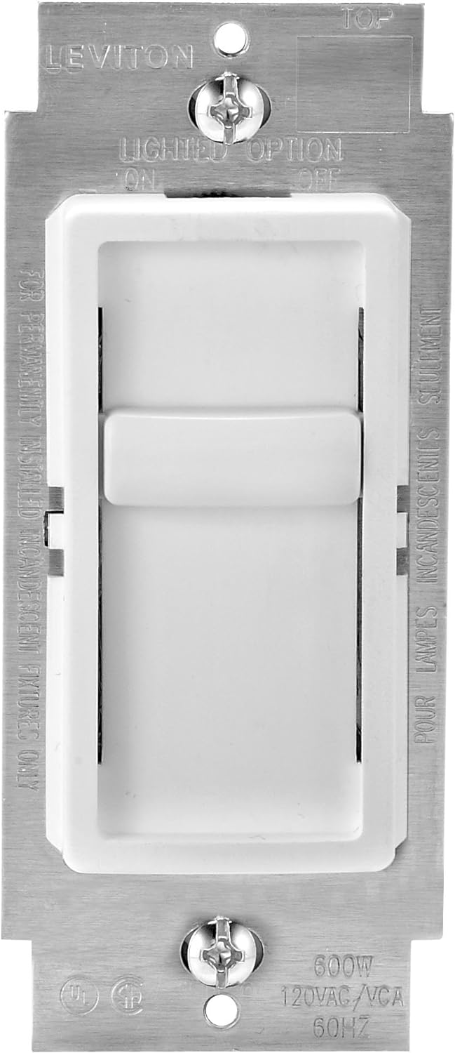 Leviton 6672-1LW SureSlide Universal 150W LED/CFL Incandescent Slide-to-Off Dimmer, 3 Pack, White