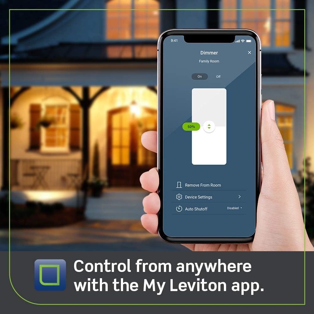 Leviton D26HD-2RW Decora Smart Wi-Fi Dimmer (2nd Gen), Neutral Wire Required, White  DAWDC-2RW Roll Over for Zoom Decora Smart Wi-Fi Anywhere Dimmer Companion