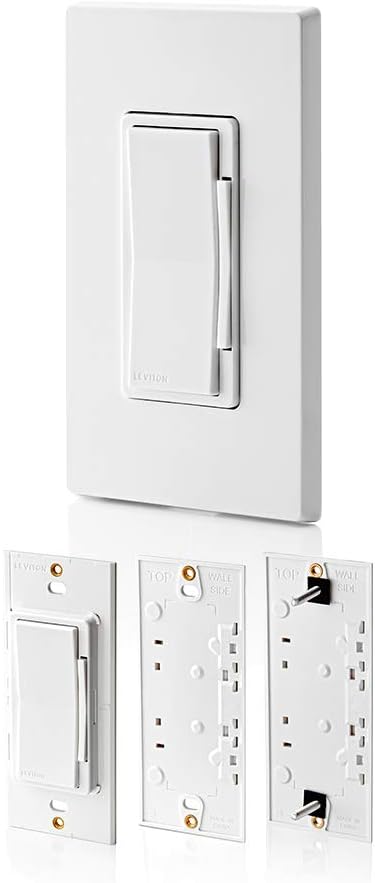 Leviton D26HD-2RW Decora Smart Wi-Fi Dimmer (2nd Gen), Neutral Wire Required, White  DAWDC-2RW Roll Over for Zoom Decora Smart Wi-Fi Anywhere Dimmer Companion