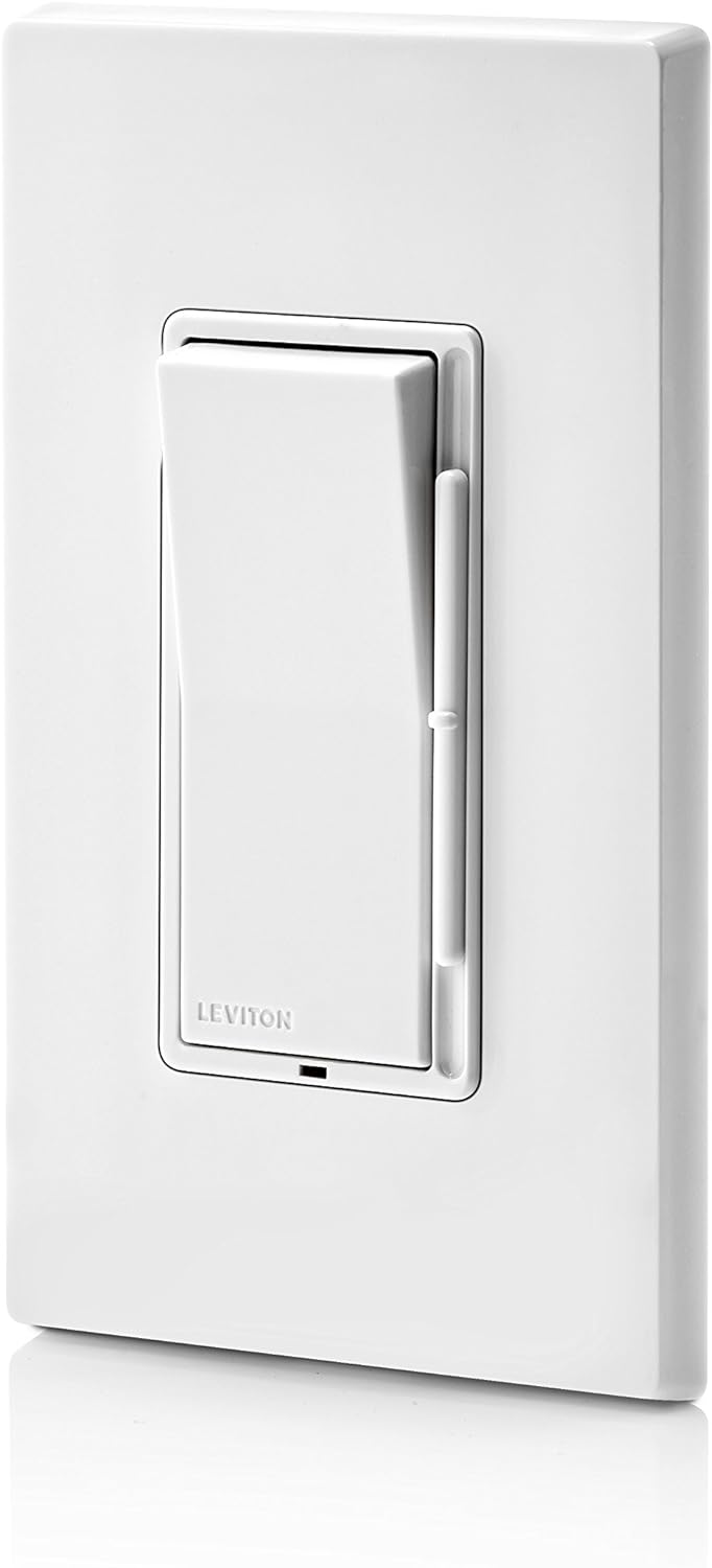 Leviton Decora Slide Dimmer Switch for Magnetic Low Voltage, Dimmable LED, Halogen and Incandescent Bulbs, DSM10-1LZ, White