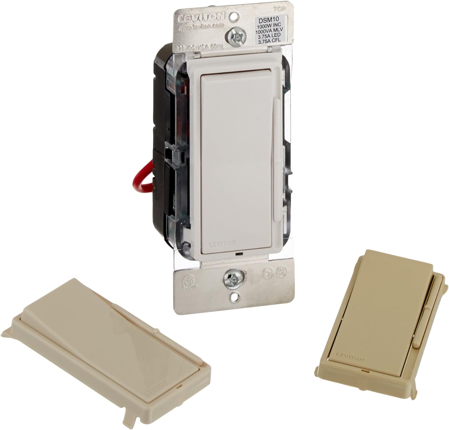 Leviton Decora Slide Dimmer Switch for Magnetic Low Voltage, Dimmable LED, Halogen and Incandescent Bulbs, DSM10-1LZ, White