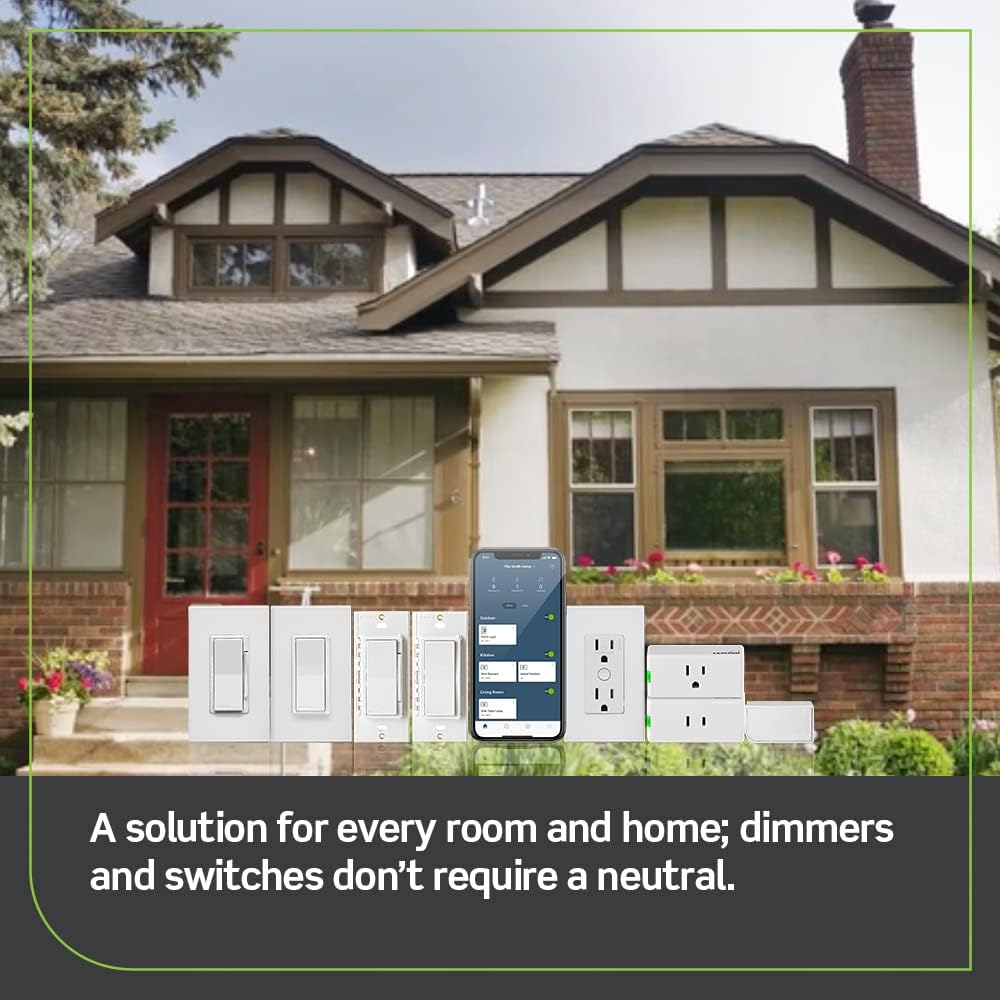 Leviton Decora Smart No-Neutral 15A Switch, Requires MLWSB Wi-Fi Bridge to Work, Alexa, Hey Google and Wi-Fi Bridge, Required forDecora Smart No-Neutral Dimmers and Switches